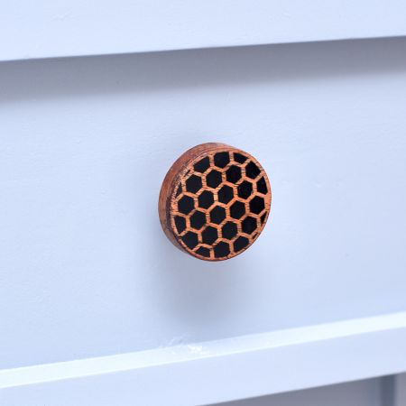 Black and Brown Round Wooden Cabinte Knob for Kids Drawer